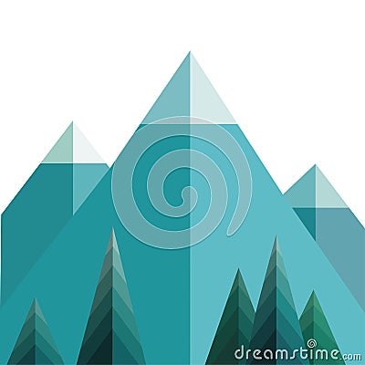 Winter landscape with mountains in geometric style Stock Photo